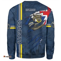Amazing Aussie North Queensland Cowboys Happy Australia Day Flag Scratch Style Sweatshirt