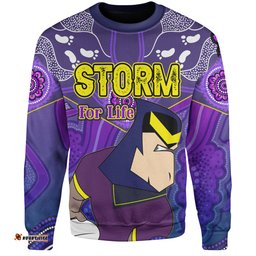 Amazing Aussie Melbourne Storm Custom Melbourne Storm For Life With Aboriginal Style Sweatshirt