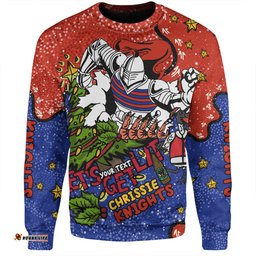 Amazing Aussie Newcastle Knights Christmas Custom Let's Get Lit Chrisse Pressie Sweatshirt