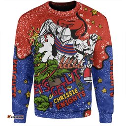Amazing Aussie Newcastle Knights Christmas Custom Let's Get Lit Chrisse Pressie Sweatshirt
