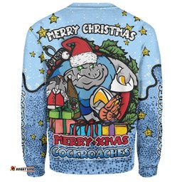 Amazing Aussie New South Wales Cockroaches Christmas Custom Merry Christmas Our Beloved Team With Aboriginal Dot Art Pattern Sweatshirt