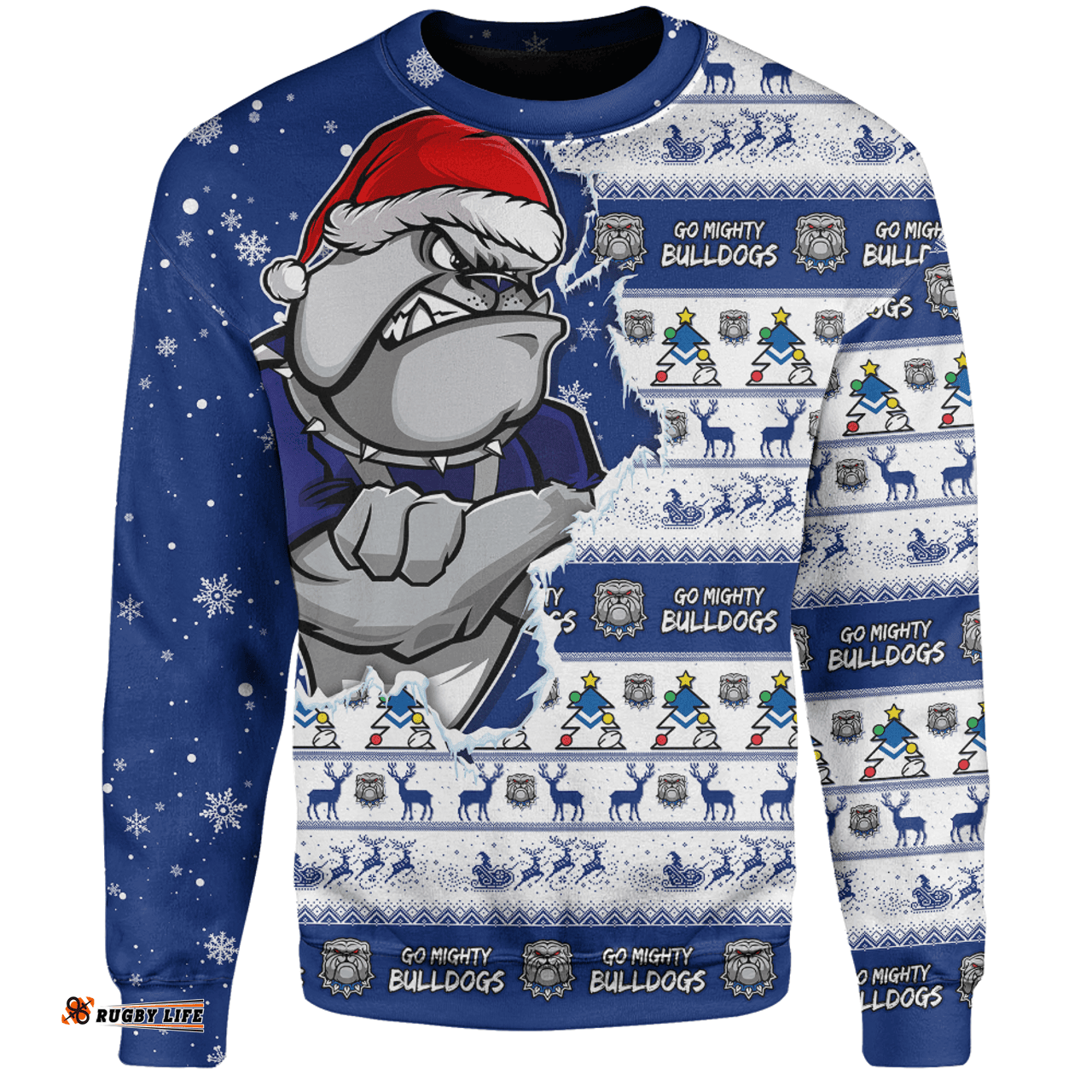 Amazing Aussie Canterbury Bankstown Bulldogs Merry Christmas Our Beloved Team Scratch Style Sweatshirt
