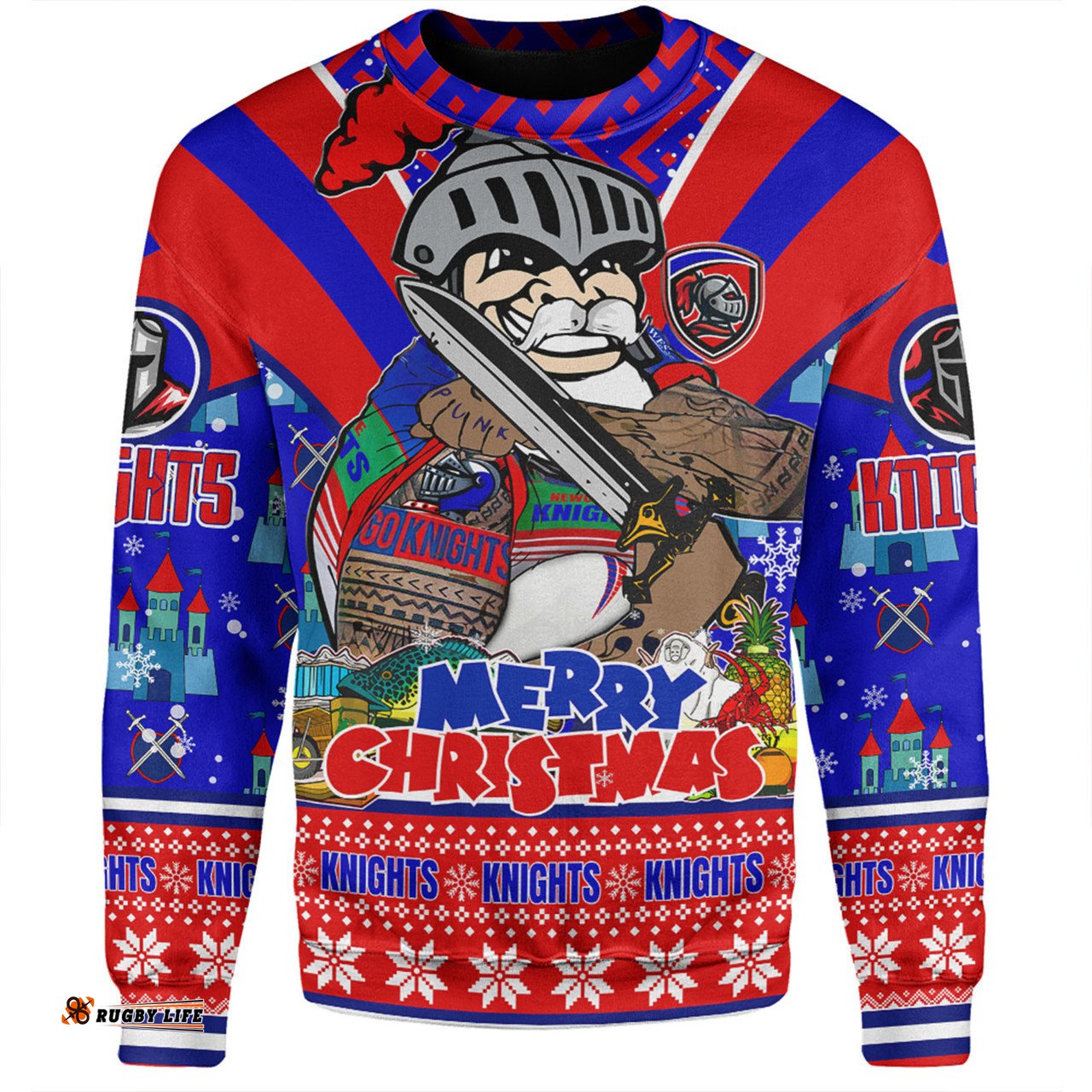 Amazing Aussie Newcastle Knights Christmas Custom Newcastle Knights Santa Aussie Big Things Sweatshirt