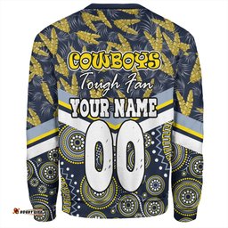 Amazing Aussie North Queensland Cowboys Tropical Patterns And Dot Painting Eat Sleep Rugby Repeat Sweatshirt