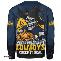Amazing Aussie North Queensland Cowboys Dark Moon Rugby Halloween Battle Edition Sweatshirt