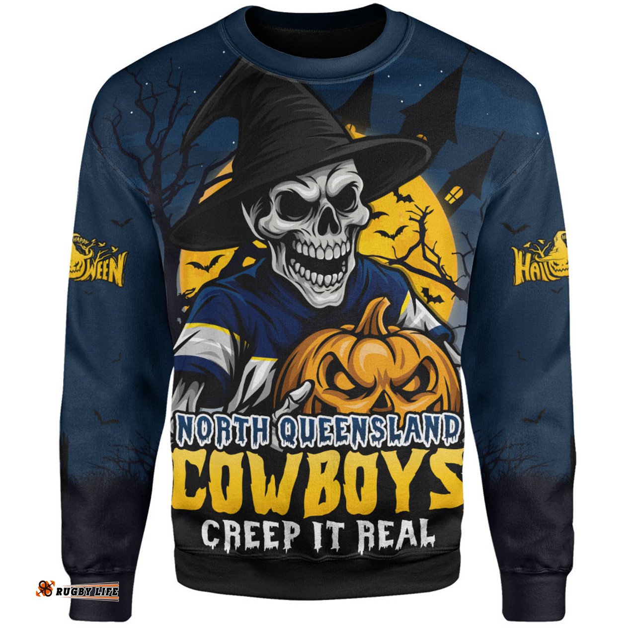 Amazing Aussie North Queensland Cowboys Dark Moon Rugby Halloween Battle Edition Sweatshirt