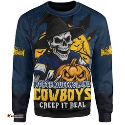 Amazing Aussie North Queensland Cowboys Dark Moon Rugby Halloween Battle Edition Sweatshirt