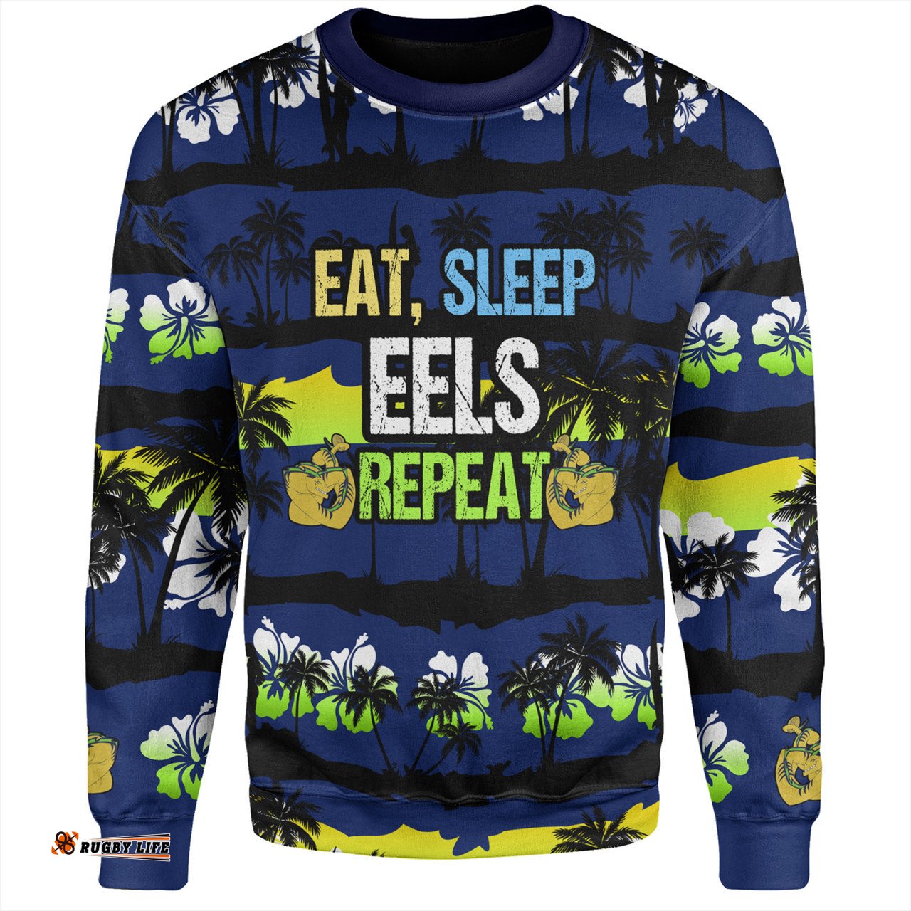 Amazing Aussie Parramatta Eels Sport Eat Sleep Repeat With Tropical Patterns Sweatshirt