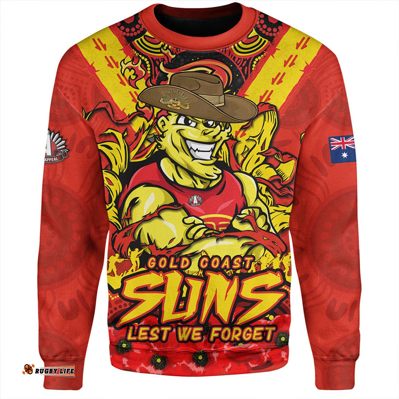 Amazing Aussie Gold Coast SUNS Ripped Legacy Of The Game The ANZAC Spirit Lives On Sweatshirt