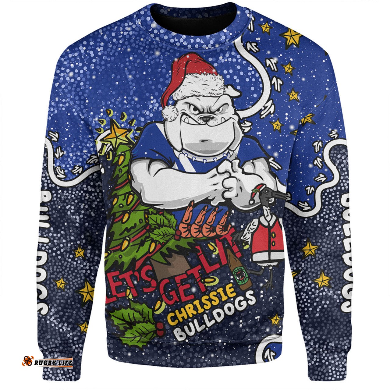 Amazing Aussie Canterbury Bankstown Bulldogs Christmas Custom Let's Get Lit Chrisse Pressie Sweatshirt