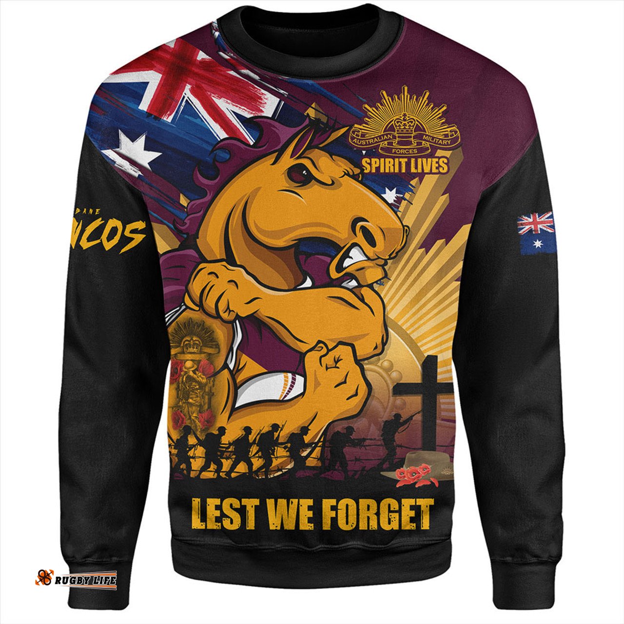 Amazing Aussie Brisbane Broncos Fearless ANZAC Defender Sweatshirt