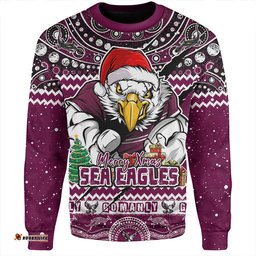 Amazing Aussie Manly Warringah Sea Eagles Aboriginal Xmas Special Ugly Christmas Style Sweatshirt