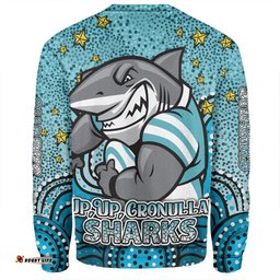 Amazing Aussie Cronulla Sutherland Sharks Custom Custom With Aboriginal Inspired Style Of Dot Painting Patterns  Sweatshirt