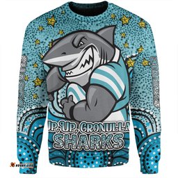 Amazing Aussie Cronulla Sutherland Sharks Custom Custom With Aboriginal Inspired Style Of Dot Painting Patterns  Sweatshirt