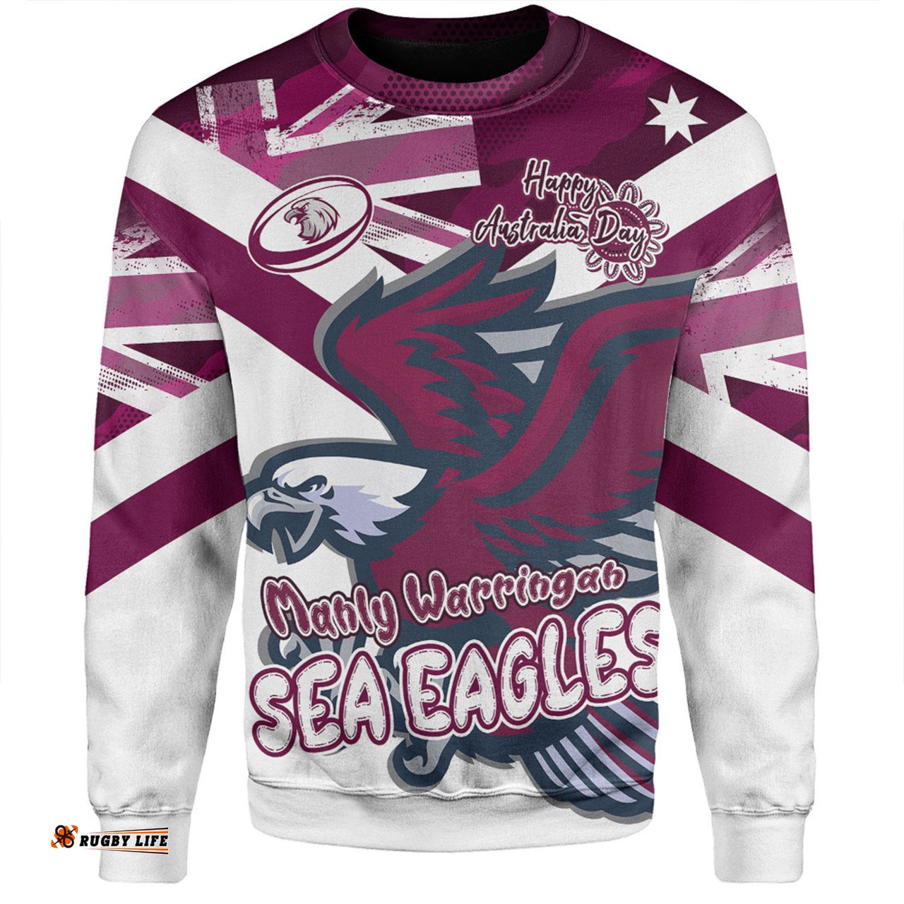 Amazing Aussie Manly Warringah Sea Eagles Happy Australia Day We Are One And Free V2 Sweatshirt