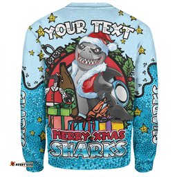 Amazing Aussie Cronulla Sutherland Sharks Christmas Custom Merry Christmas Our Beloved Team With Aboriginal Dot Art Pattern Sweatshirt
