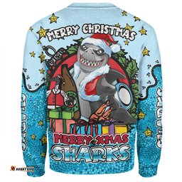 Amazing Aussie Cronulla Sutherland Sharks Christmas Custom Merry Christmas Our Beloved Team With Aboriginal Dot Art Pattern Sweatshirt