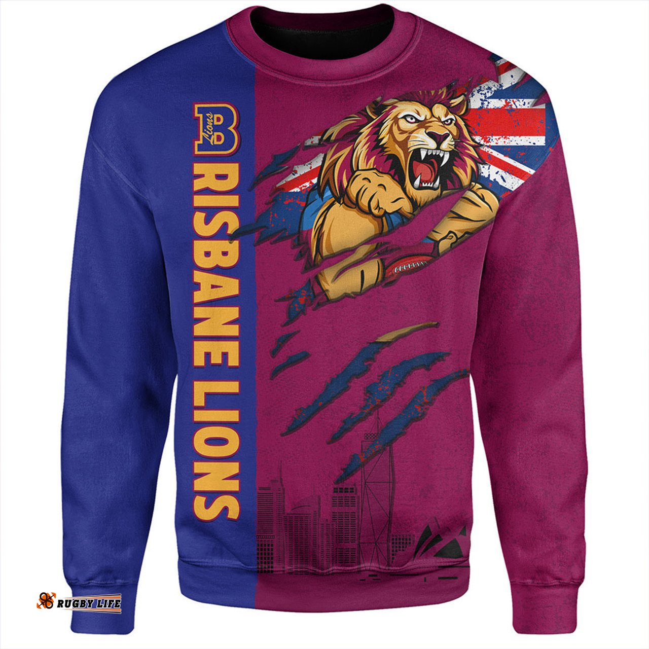 Amazing Aussie Brisbane Lions Burning Passion Of Power Scratch Style Sweatshirt