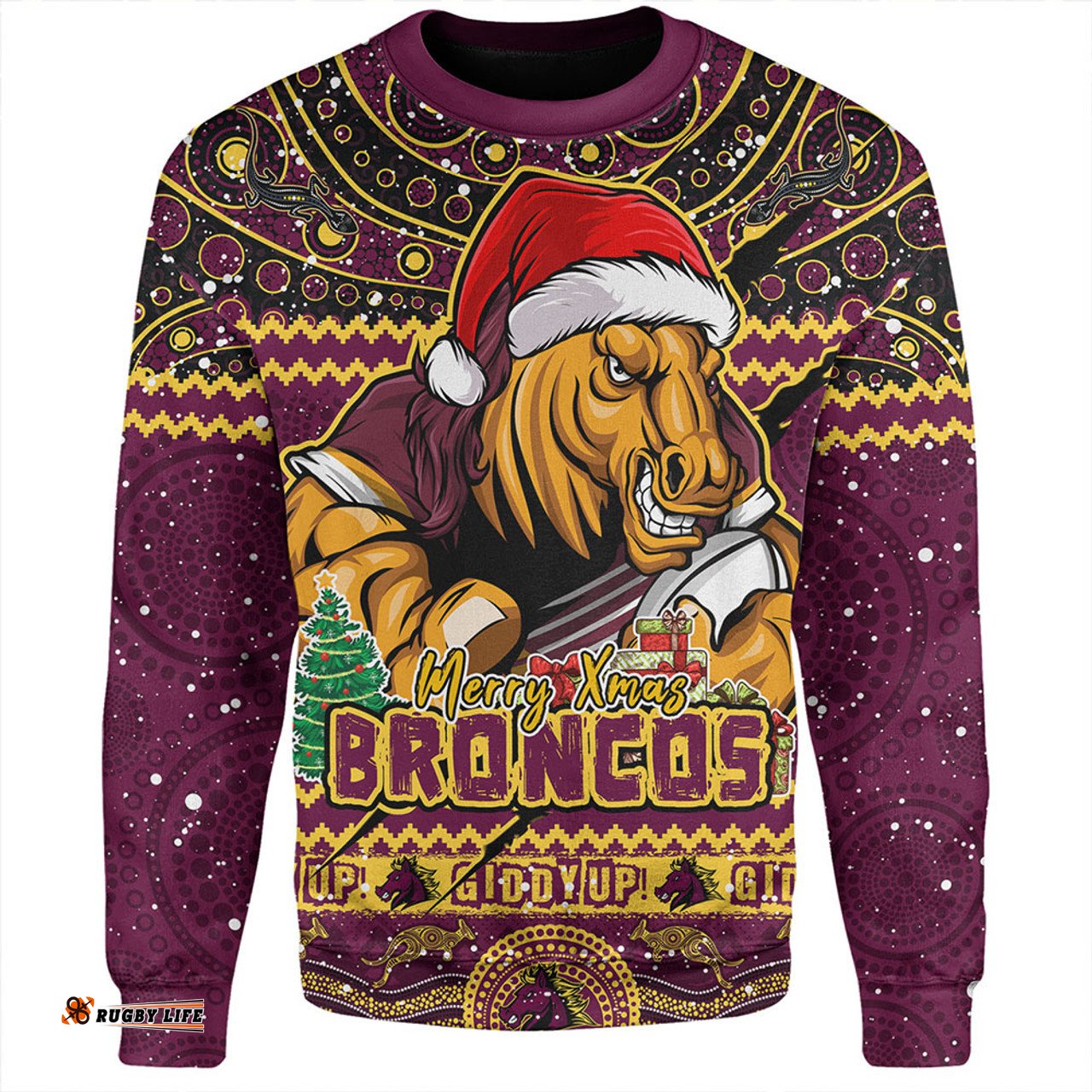 Amazing Aussie Brisbane Broncos Aboriginal Xmas Special Ugly Christmas Style Sweatshirt