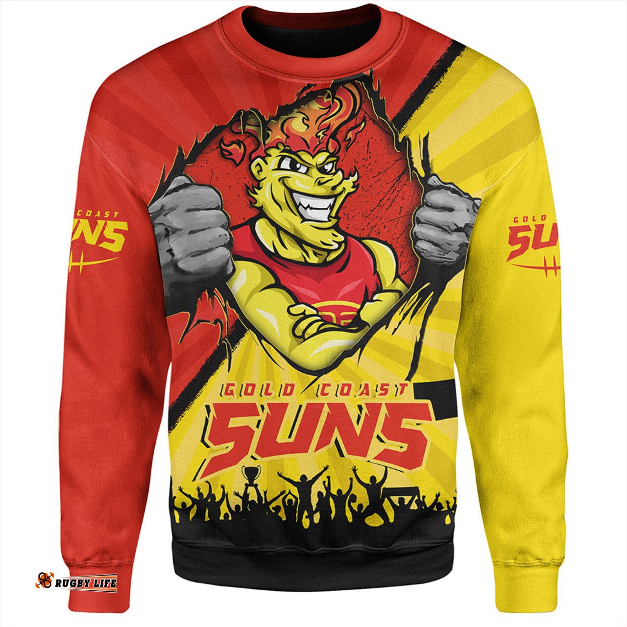 Amazing Aussie Gold Coast SUNS Breaking Through Fan Design Sweatshirt