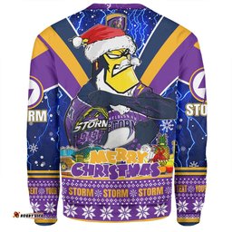 Amazing Aussie Melbourne Storm Christmas Custom Storm Man Santa Claus Aussie Big Things Sweatshirt