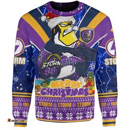 Amazing Aussie Melbourne Storm Christmas Custom Storm Man Santa Claus Aussie Big Things Sweatshirt