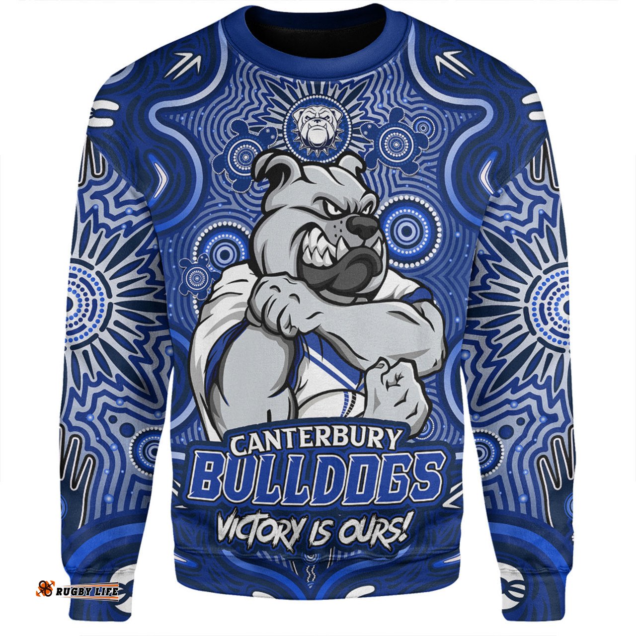 Amazing Aussie Canterbury Bankstown Bulldogs Aboriginal Pattern Inspired Victory Is Ours Sweatshirt