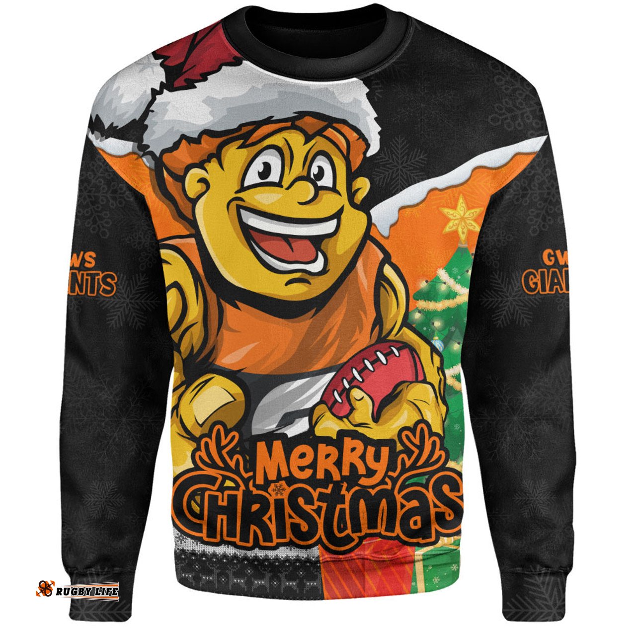 Amazing Aussie GWS GIANTS Santa Scoring Touchdown On Christmas Game Day Sweatshirt
