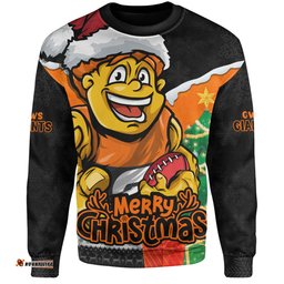 Amazing Aussie GWS GIANTS Santa Scoring Touchdown On Christmas Game Day Sweatshirt