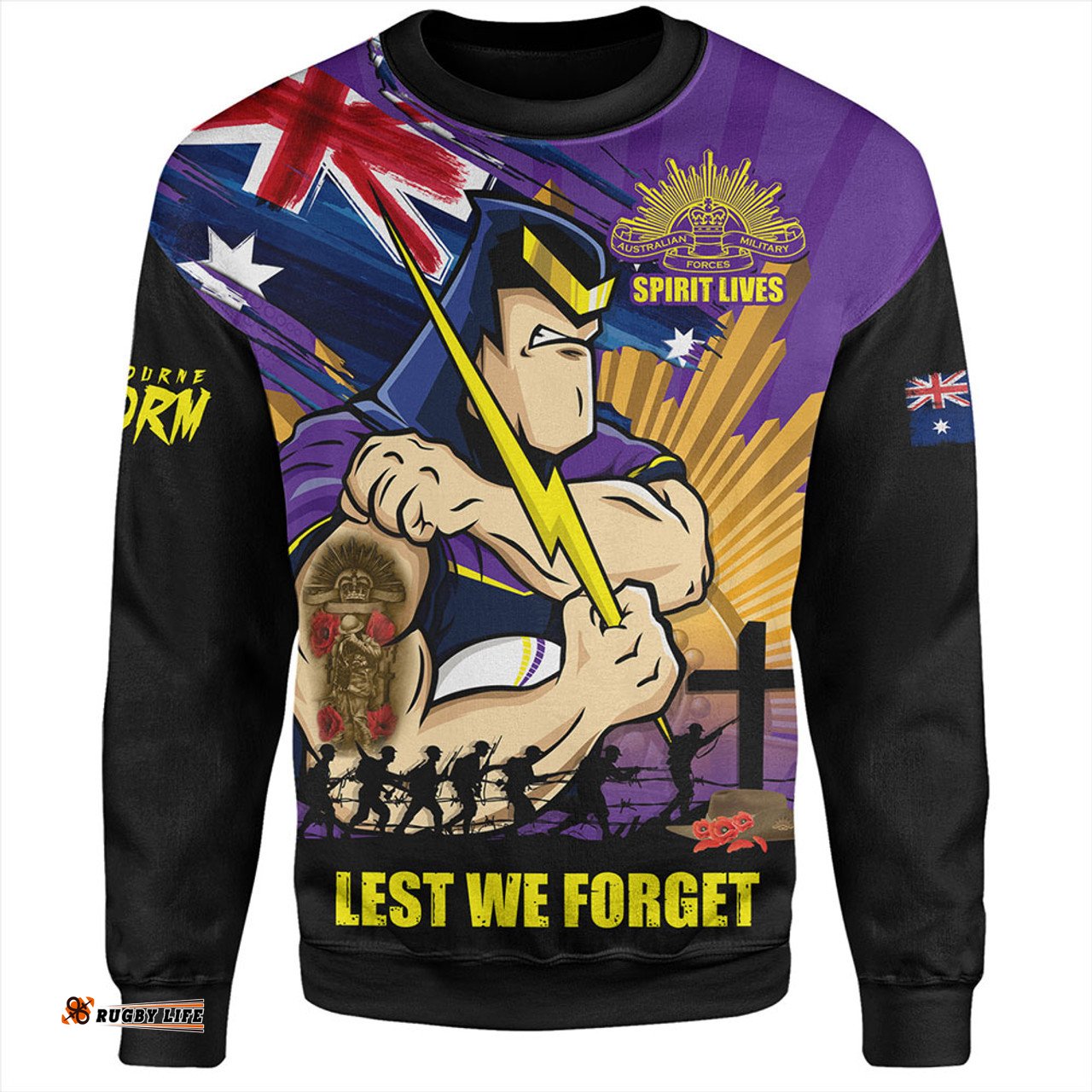Amazing Aussie Melbourne Storm Fearless ANZAC Defender Sweatshirt