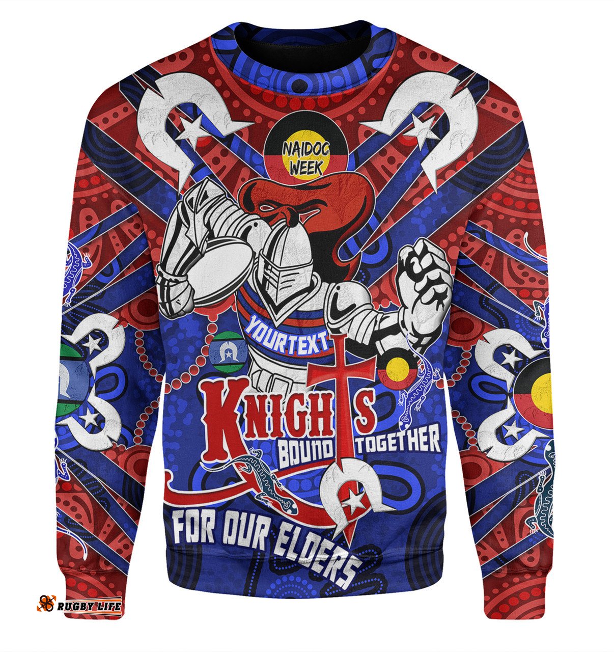 Amazing Aussie Newcastle Knights Naidoc Week Custom Newcastle Knights Naidoc Week For Our Elders Knights Bound Together Sweatshirt