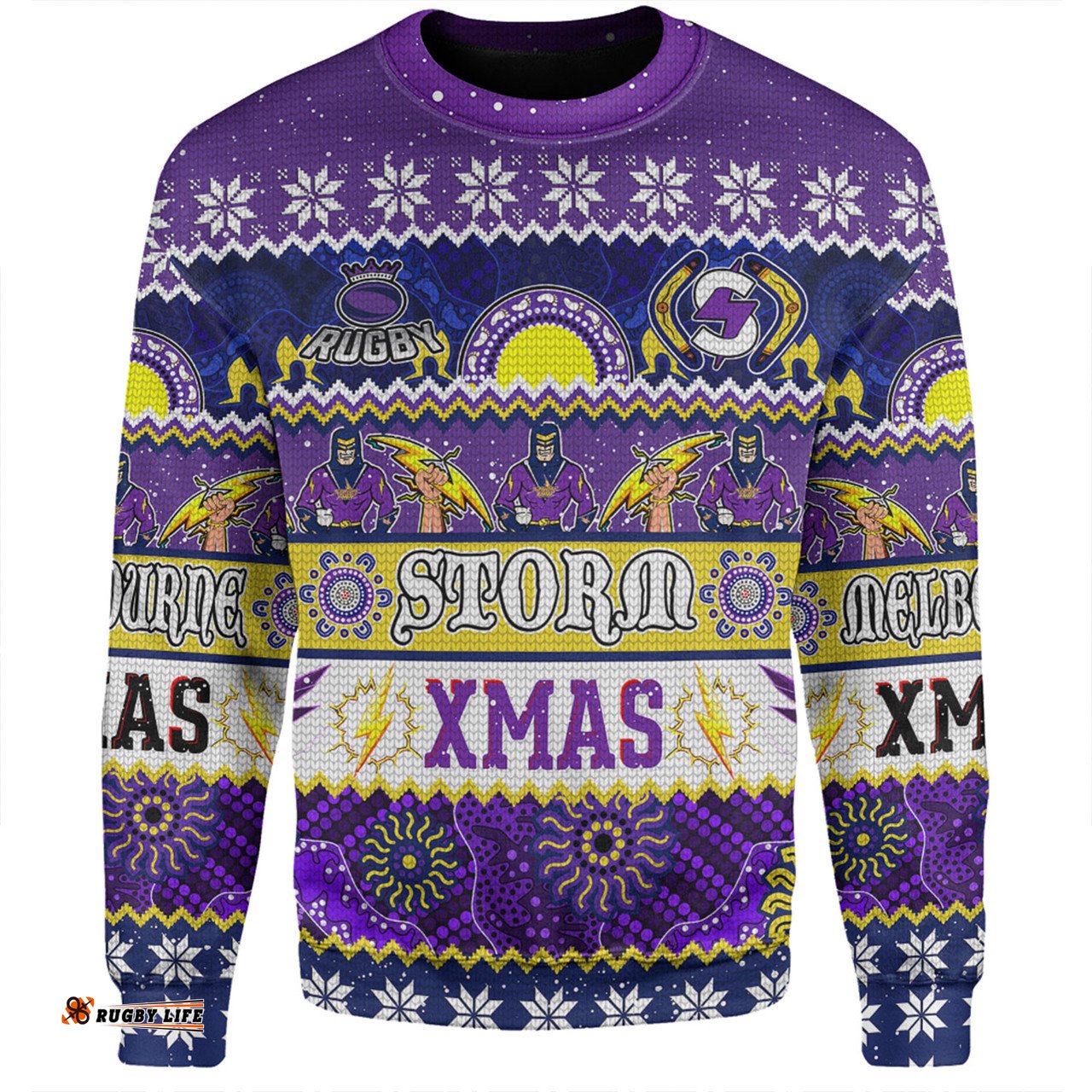 Amazing Aussie Melbourne Storm Christmas Aboriginal Custom Indigenous Knitted Ugly Xmas Style Sweatshirt
