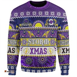 Amazing Aussie Melbourne Storm Christmas Aboriginal Custom Indigenous Knitted Ugly Xmas Style Sweatshirt