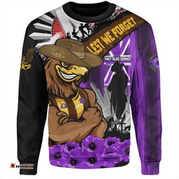 Amazing Aussie Hawthorn ANZAC Day Honor Purple Valor And Spirit Sweatshirt