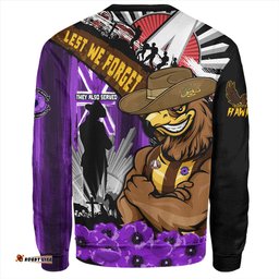 Amazing Aussie Hawthorn ANZAC Day Honor Purple Valor And Spirit Sweatshirt