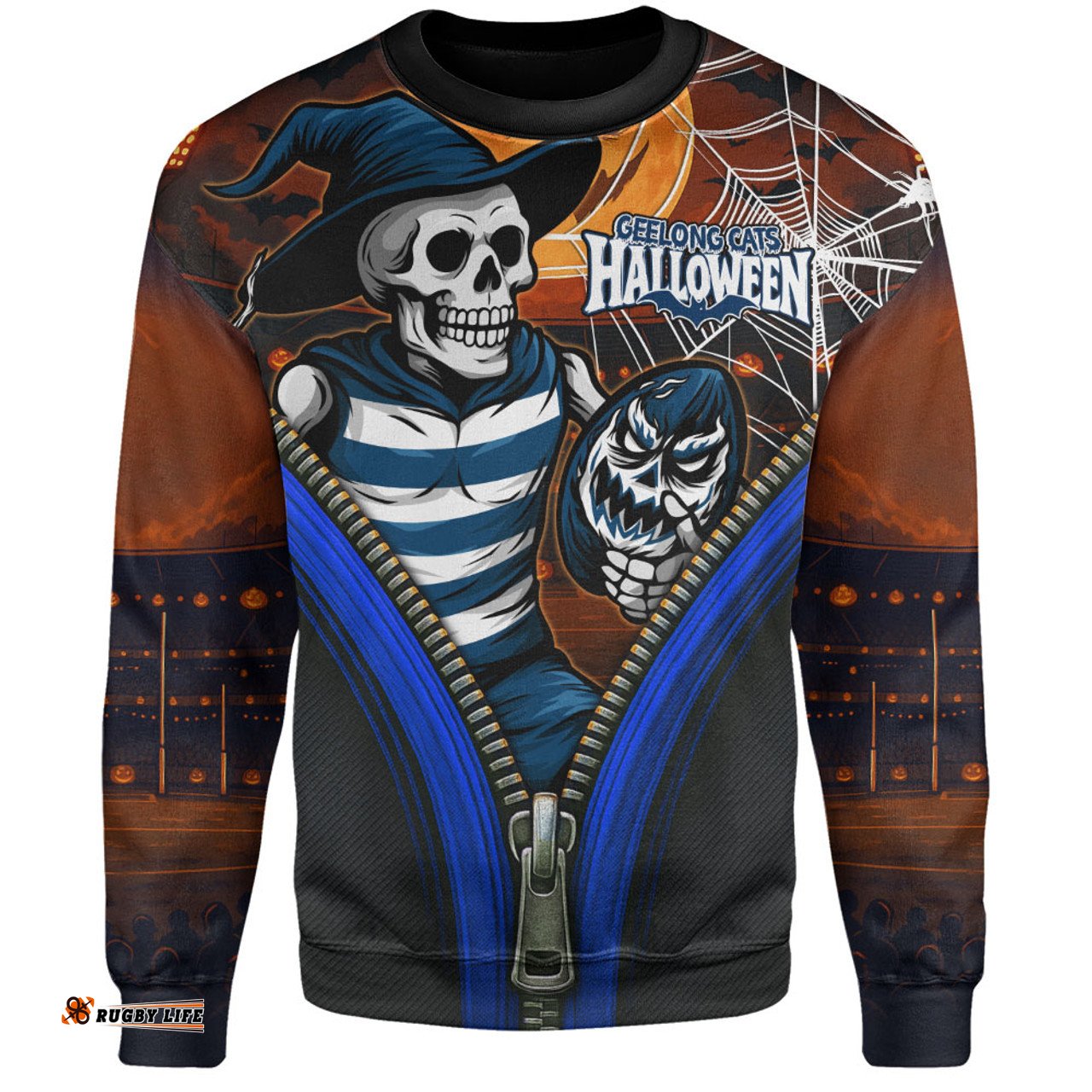Amazing Aussie GWS GIANTS Halloween Night Reaper Zipper Sweatshirt
