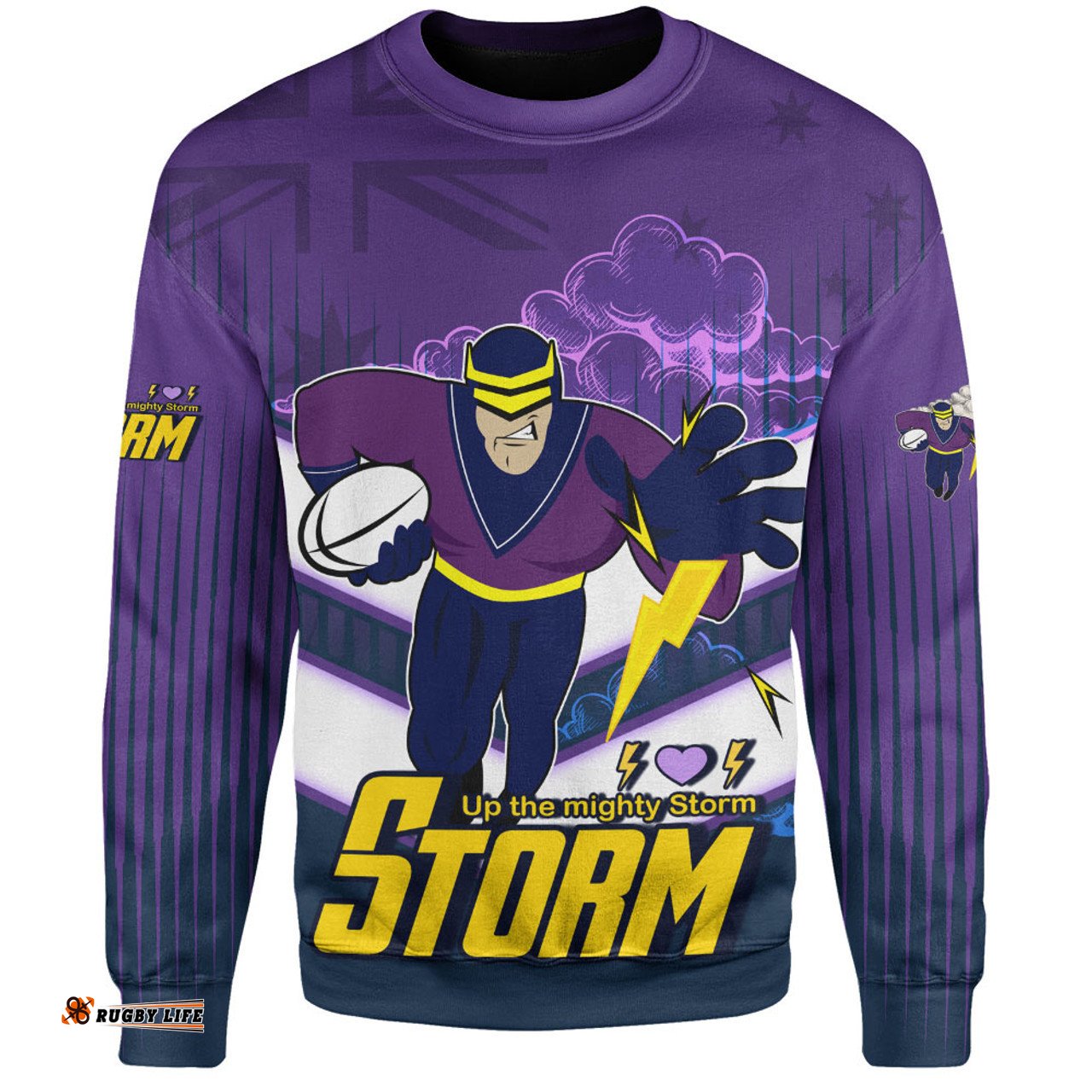 Amazing Aussie Melbourne Storm Melbourne Storm Mascot With Australia Flag Sweatshirt