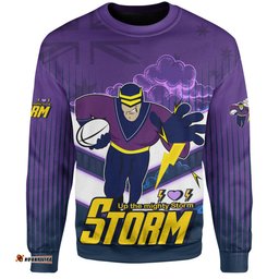Amazing Aussie Melbourne Storm Melbourne Storm Mascot With Australia Flag Sweatshirt