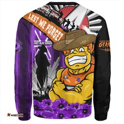 Amazing Aussie GWS GIANTS ANZAC Day Honor Purple Valor And Spirit Sweatshirt