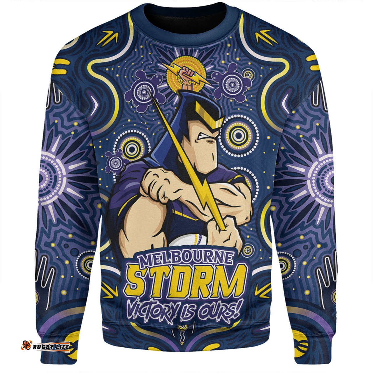 Amazing Aussie Melbourne Storm Aboriginal Pattern Inspired Victory Is Ours Sweatshirt
