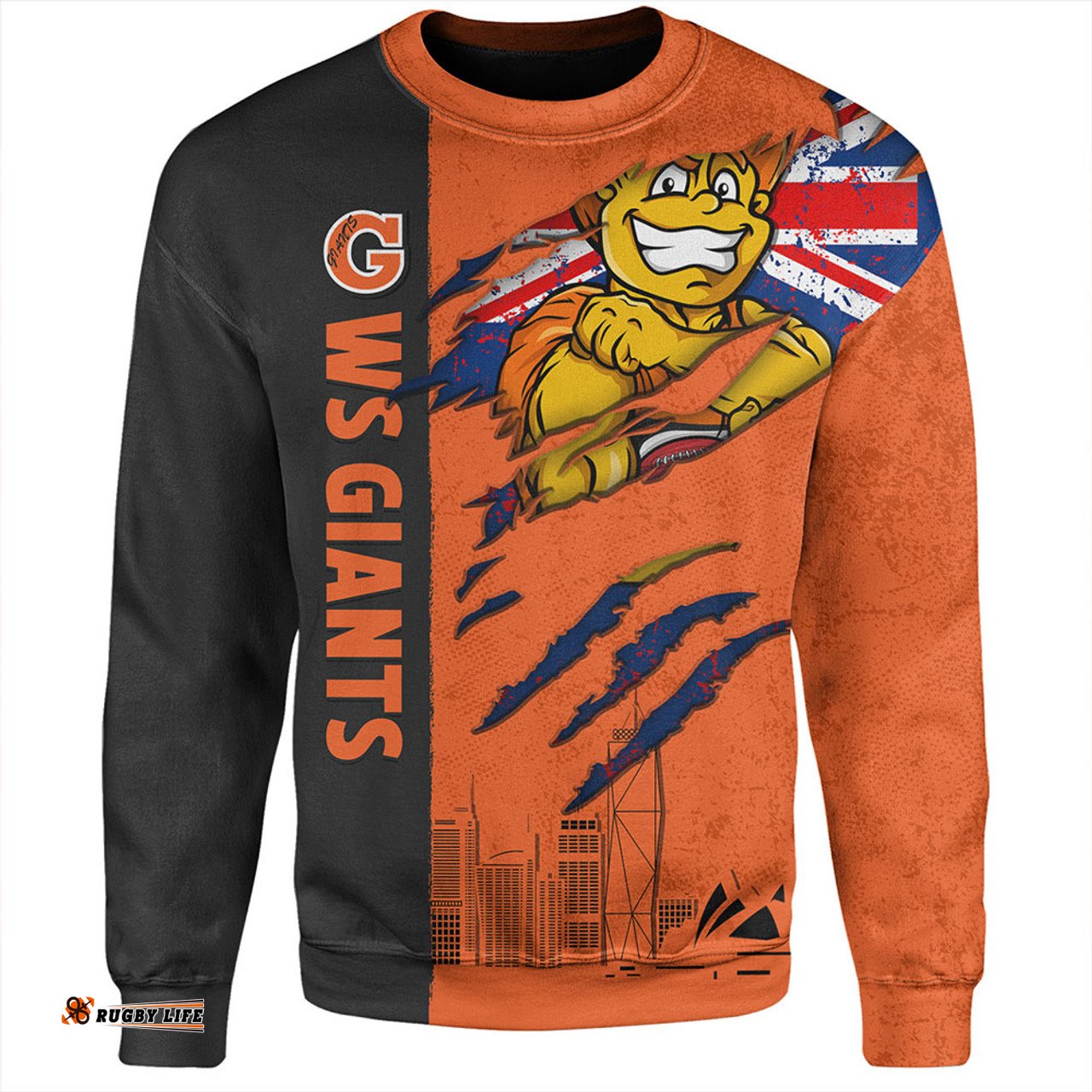 Amazing Aussie GWS GIANTS Burning Passion Of Power Scratch Style Sweatshirt