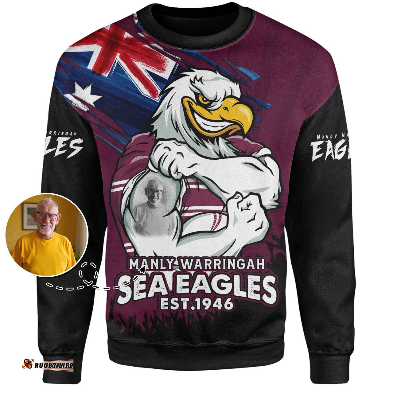 Amazing Aussie Manly Warringah Sea Eagles Heart Of A Fighter Tough And Fearless Sweatshirt