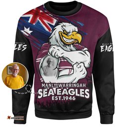 Amazing Aussie Manly Warringah Sea Eagles Heart Of A Fighter Tough And Fearless Sweatshirt
