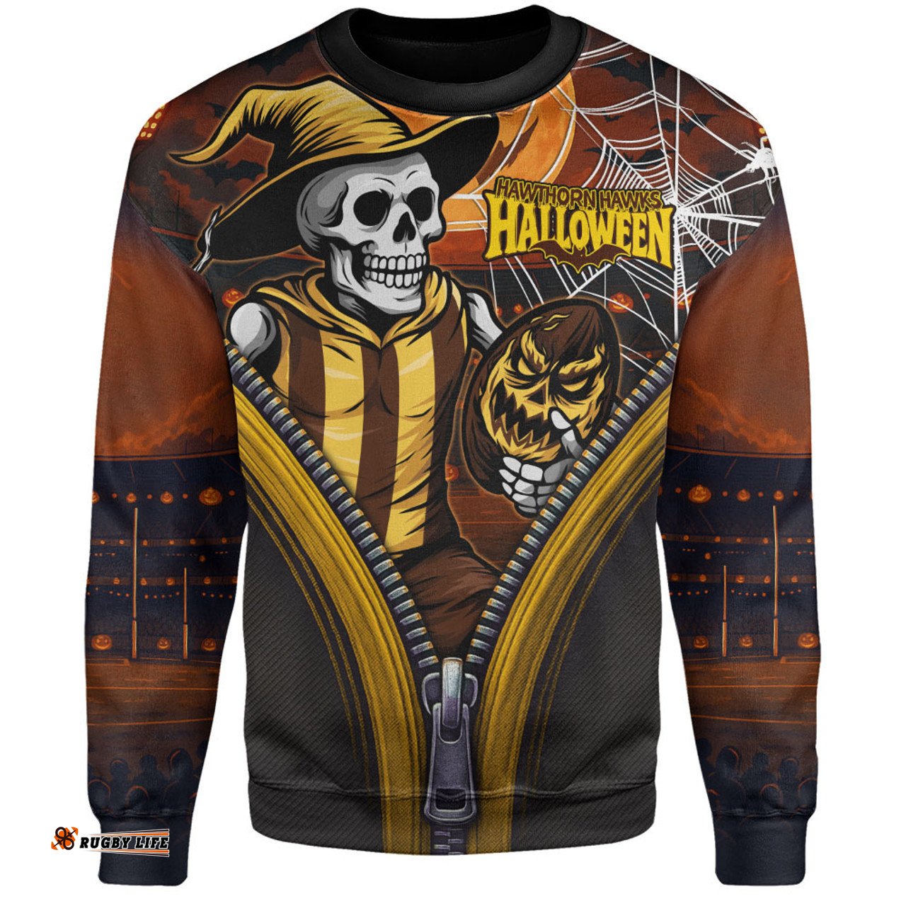 Amazing Aussie Hawthorn Halloween Night Reaper Zipper Sweatshirt