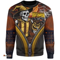 Amazing Aussie Hawthorn Halloween Night Reaper Zipper Sweatshirt