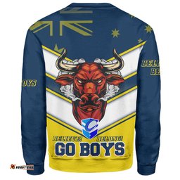 Amazing Aussie North Queensland Cowboys Go Boys! North Queensland Cowboys Mascot With Australia Flag Sweatshirt
