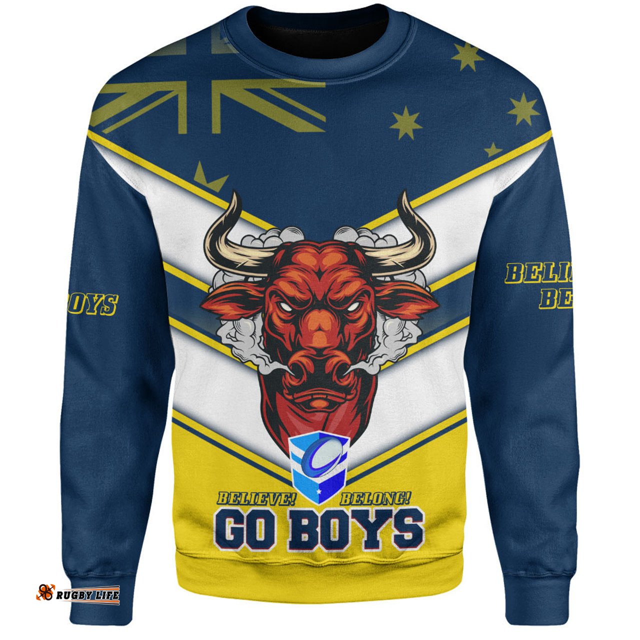 Amazing Aussie North Queensland Cowboys Go Boys! North Queensland Cowboys Mascot With Australia Flag Sweatshirt