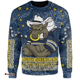 Amazing Aussie North Queensland Cowboys Custom Team With Dot And Star Patterns For Tough Fan Sweatshirt