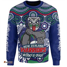 Amazing Aussie New Zealand Warriors Aboriginal Inspired Tough Fan Rugby For Life Sweatshirt
