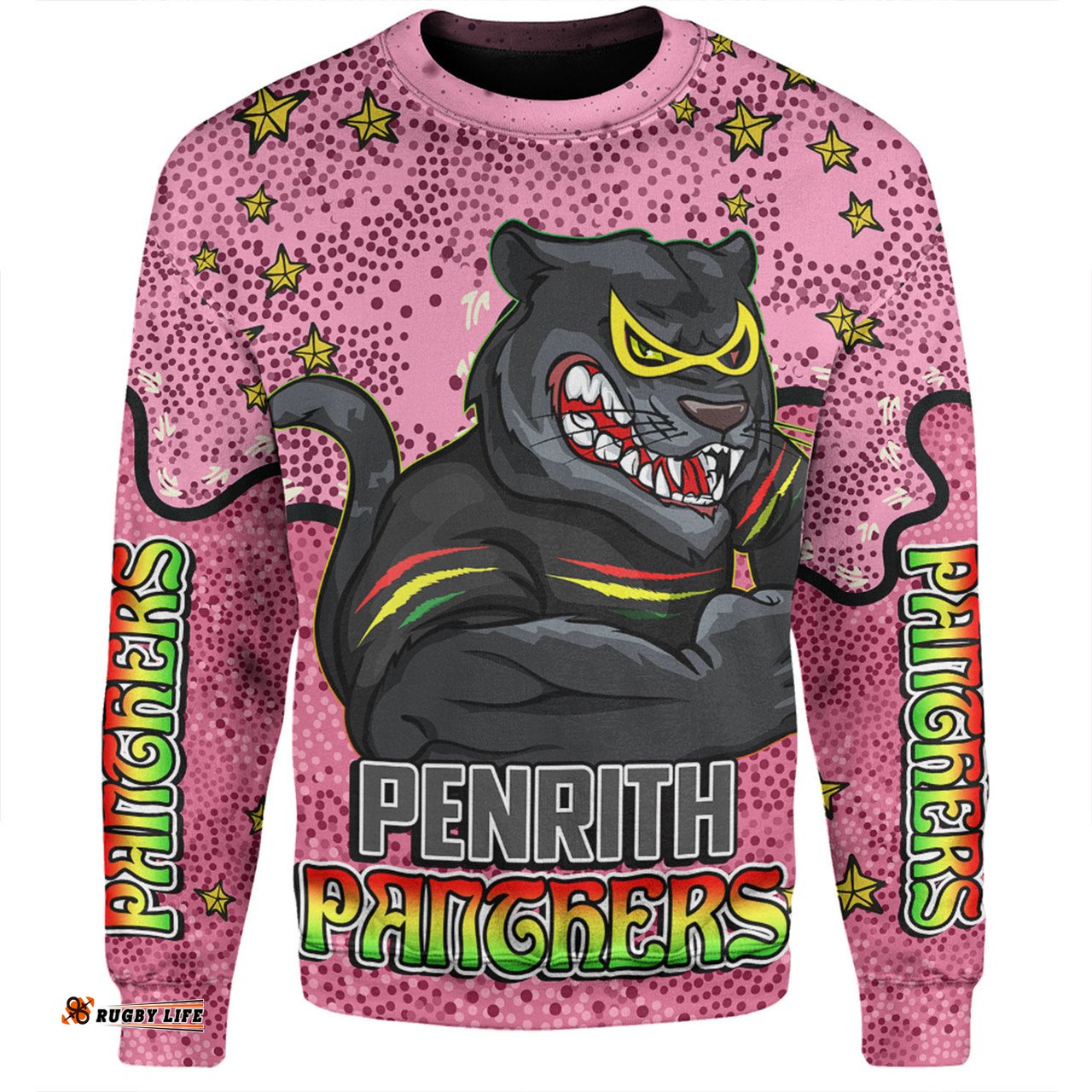 Amazing Aussie Penrith Panthers Custom Team With Dot And Star Patterns For Tough Fan Sweatshirt
